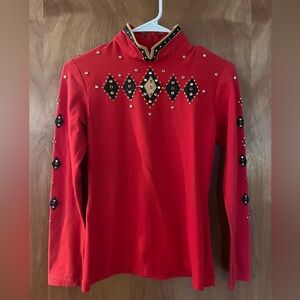 Red Embellished Horse Show Top